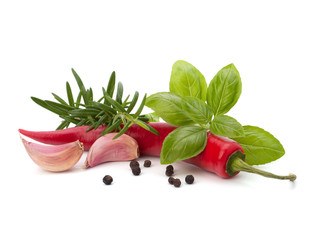 Chili pepper and flavoring herbs © Natika