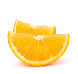 Sliced orange fruit segments  isolated on white background