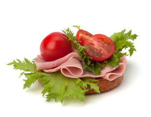 healthy sandwich with vegetable and smoked ham