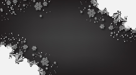 Winter frozen background with snowflakes, vector.