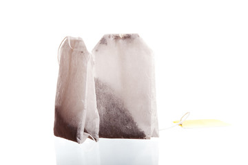 two tea bag isolated on a white background