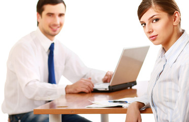 Obraz premium Colleagues working together in office.