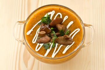 pumpkin soup with mushrooms