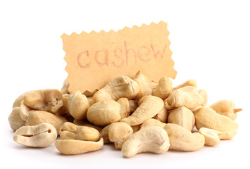 tasty cashew nuts, isolated on white