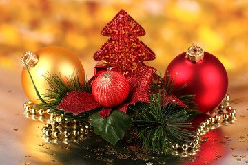 Christmas decoration on red background