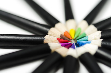 Colored pencil at circle