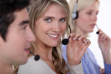 people working in a call center