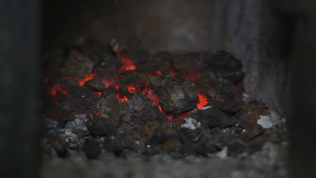 close up of burning coals