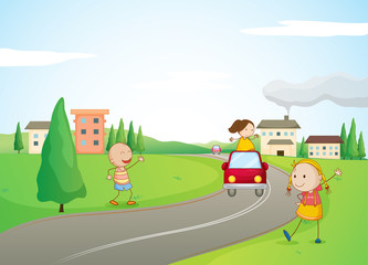 Obraz na płótnie Canvas dzieci, samochodowe i drogowe