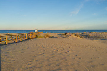 Footbridge across dunes