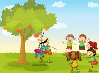 kids playing in nature