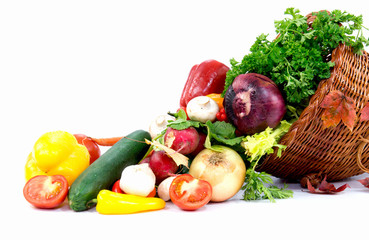 Fall cornucopia and vegetables