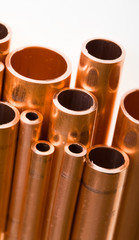 Copper pipes of different diameter