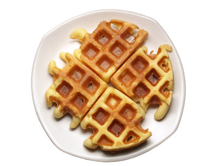 indented waffles on plate