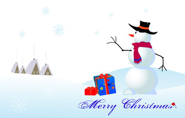 Christmas card with a snowman