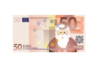 50 Euro Schein mit Weihnachtsmann - Vektor