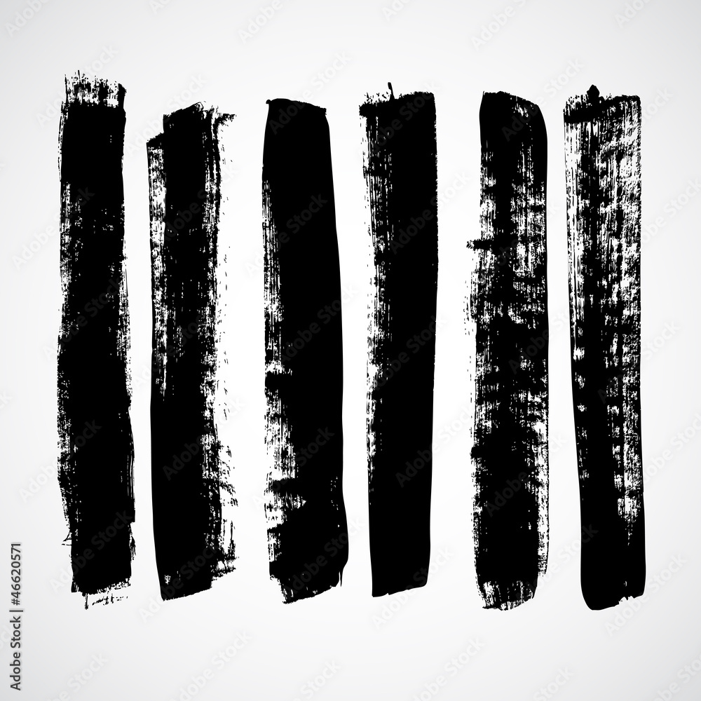 Fototapete A set of grunge vector watercolor and ink strokes
