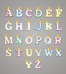 alphabet candle with colorful outline