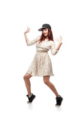 cheerful girl hip-hop dancer