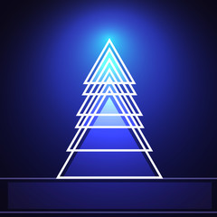 Fototapeta premium blue background with Christmas tree