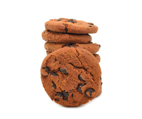 Chocolate cookies isolated on white background