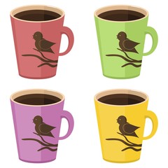 cups with tea on white background