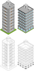 Vector pack of various isometric buildings