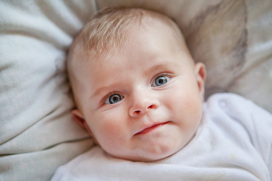 Newborn baby boy with blue eyes