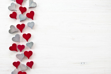 Decorative Background with wooden hearts
