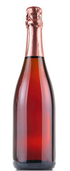 Bottle of rose champagne isolated on white