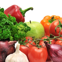 fruits and vegetables isolated on white background