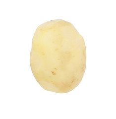 Raw peeled potatoes on white background