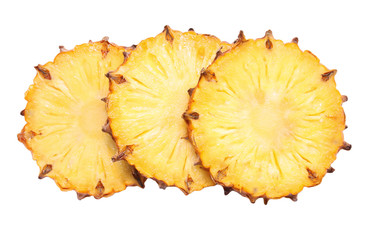 sliced ​​pineapple on white background