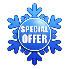 special winter offer snowflake label