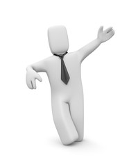 Businessman leaning on an imaginary object