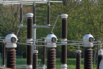 switches in a substation with steel structure