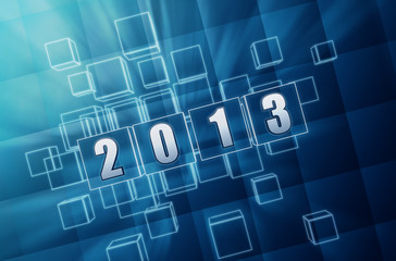 year 2013 in blue glass blocks