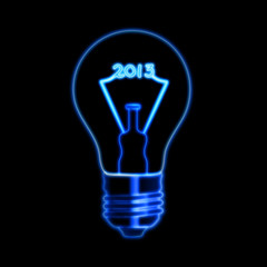 glowing year 2013 in bulb