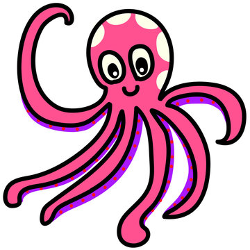 funny octopus cartoon hand-drawn