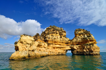 Fototapeta premium Yellow cliffs in Lagos in the Algarve, Portugal