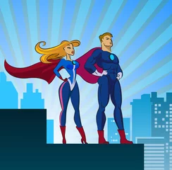 Peel and stick wall murals Superheroes Super Heroes - Male and Female
