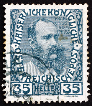 Postage stamp Austria 1908 Franz Josef in middle Age, Emperor of