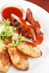 grilled meat with vegetables