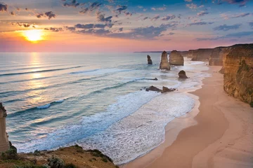 Tuinposter Australië twaalf apostelen zonsondergang