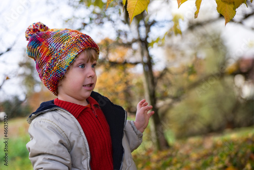 Kind im herbstlichen Obst-Garten