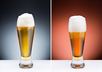 Two separated glasses of beer
