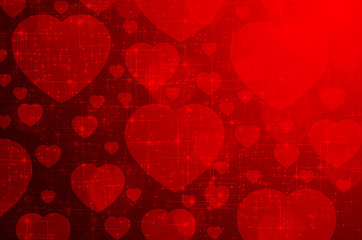 Red background with hearts and stars