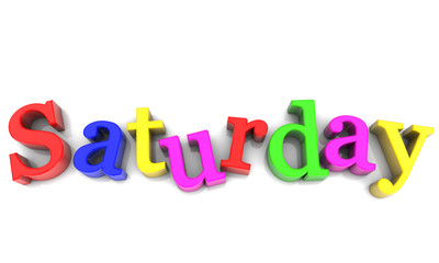 Saturday, day of the week multicolored over white Background