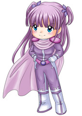 Chibi style illustration of a super-heroine