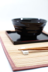 Chopsticks in asian set table